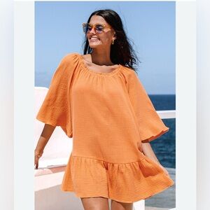 Cupshe Orange Flutter Sleeve Swim Coverup